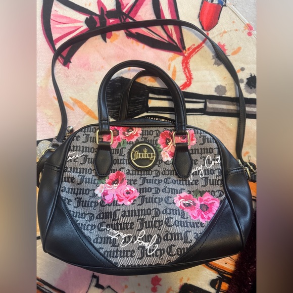 Juicy couture black gray with flowers purse/ handbag - Picture 2 of 16